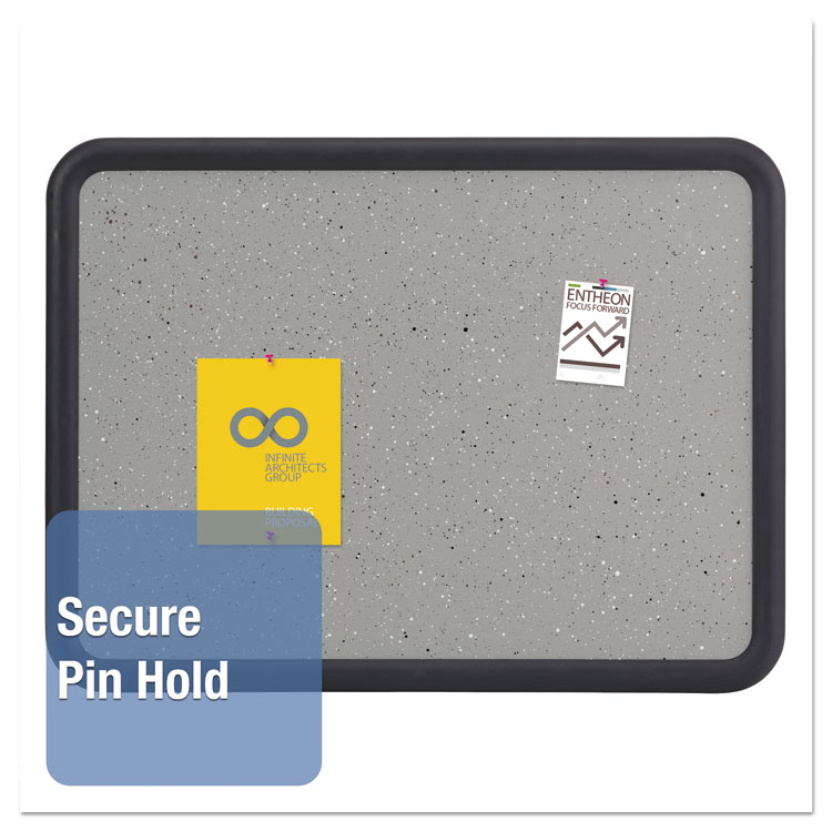 Quartet Contour Granite Board, 36 x 24, Granite Gray Surface, Black Plastic Frame (QRT699370)