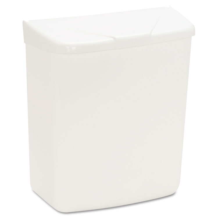 HOSPECO Wall Mount Sanitary Napkin Receptacle-PPC, 1 gal, PPC Plastic, White (HOS250201W)