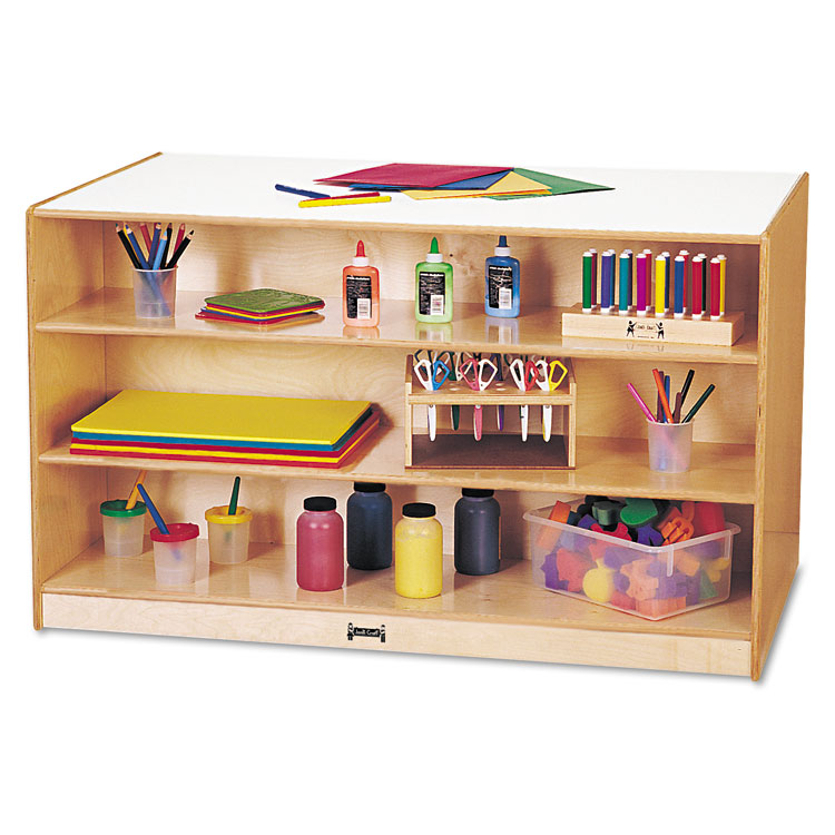 Mobile Storage Island, Clear Trays, 48w x 29d x 29.5h, Birch (JNT0440JC)