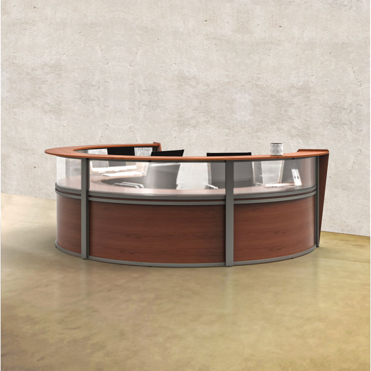 Linea Italia Reception Desk with Polycarbonate, 72 x 32 x 46, Cherry (LITRC310CH)