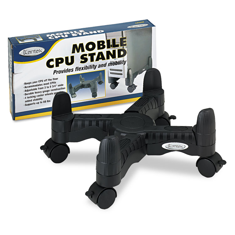 Kantek Mobile CPU Stand, Supports 60 lb, 4.5w x 16d x 7h, Black (KTKCS200B)