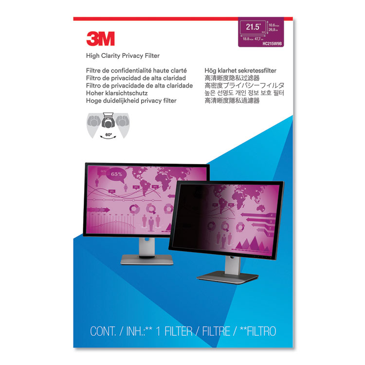 3M High Clarity Privacy Filter for 21.5" Widescreen Flat Panel Monitor, 16:9 Aspect Ratio (MMMHC215W9B)