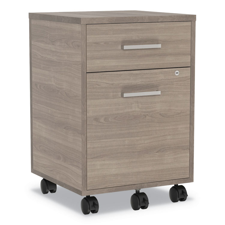 Linea Italia Urban Mobile File Pedestal, Left or Right, 2-Drawers: Box/File, Legal/A4, Natural Walnut, 16" x 15.25" x 23.75" (LITUR610NW)