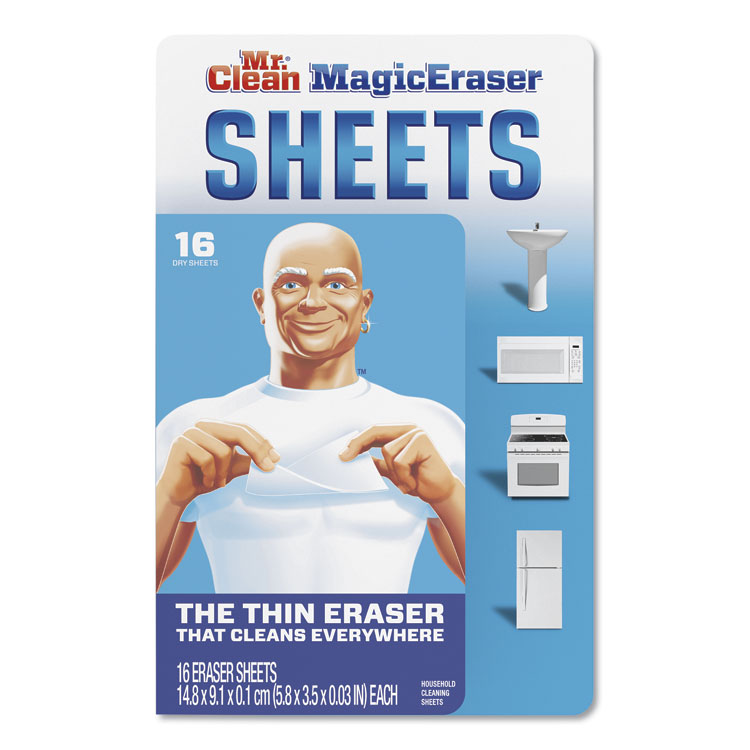Mr. Clean Magic Eraser Sheets, 3.5 x 5.8, 0.03" Thick, White, 16/Pack (PGC02562PK)