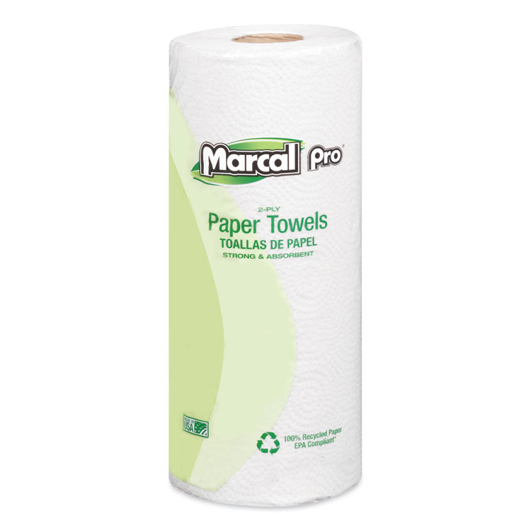 Marcal PRO 100% Premium Recycled Perforated Kitchen Roll Towels, 2-Ply, 11 x 9, White, 70/Roll, 15 Rolls/Carton (MRC610)