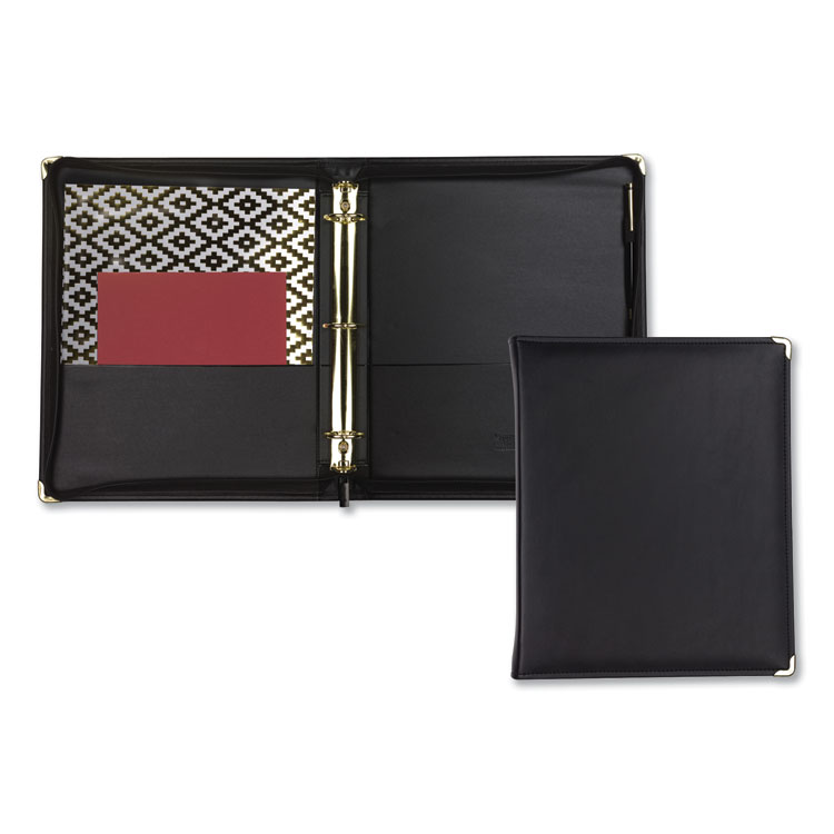 Samsill Classic Collection Zipper Ring Binder, 3 Rings, 1.5" Capacity, 11 x 8.5, Black (SAM15250)
