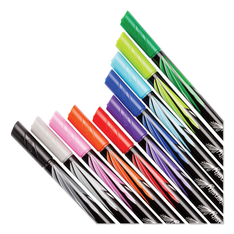 BIC Intensity Porous Point Pen, Stick, Extra-Fine 0.4 mm, Assorted Ink and Barrel Colors, 10/Pack (BICFPINFAP10AST)