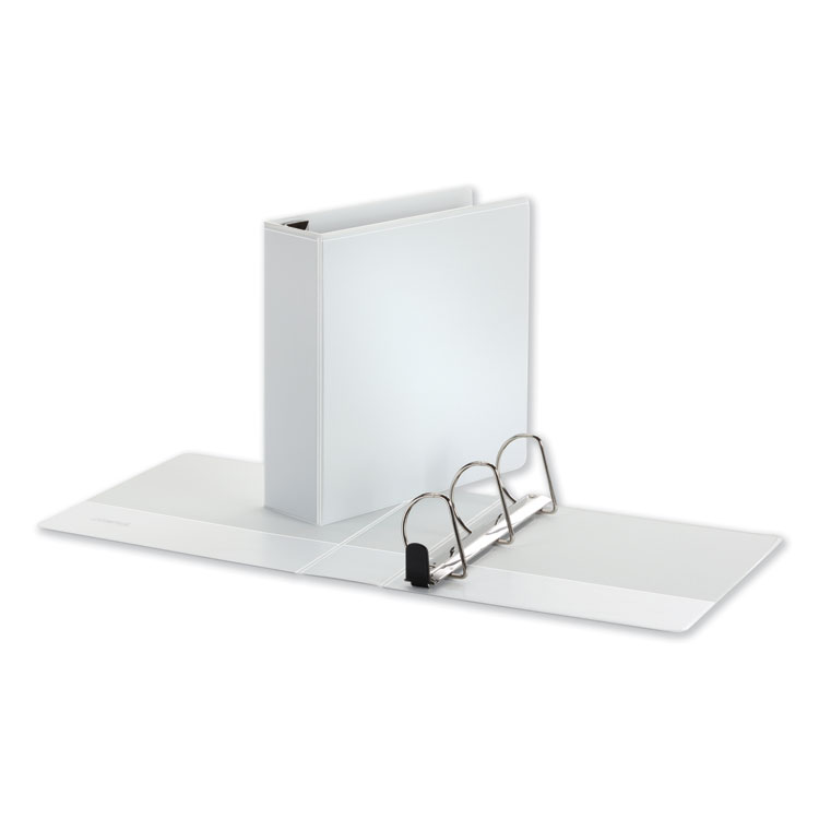 Universal Deluxe Easy-to-Open D-Ring View Binder, 3 Rings, 3" Capacity, 11 x 8.5, White (UNV30752)