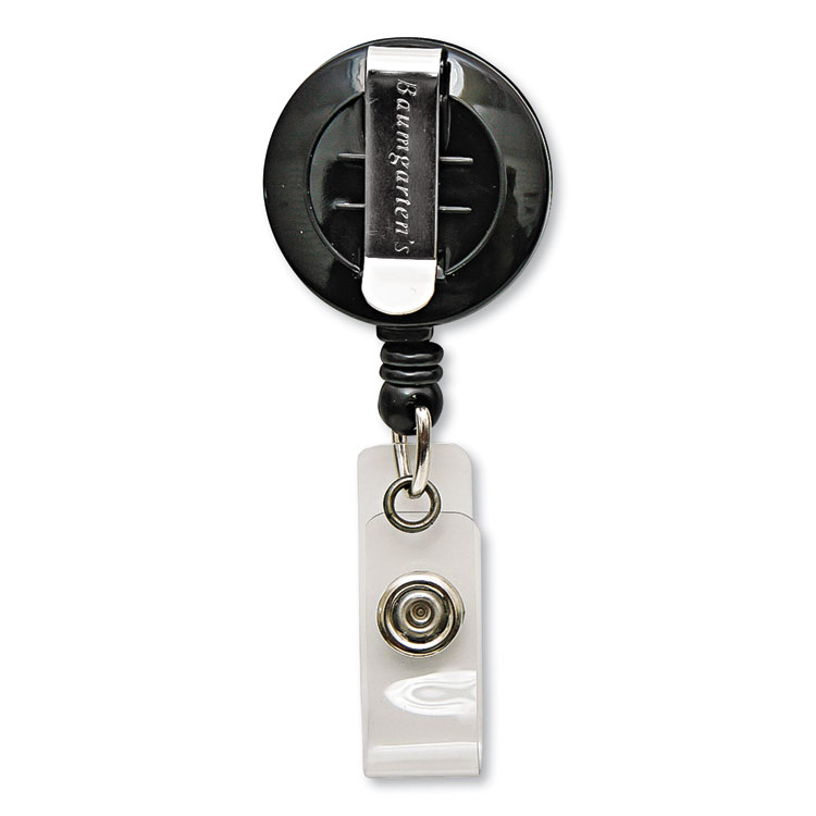 SICURIX ID Card Reel with Belt Clip, 30" Extension, Black (BAU68824)