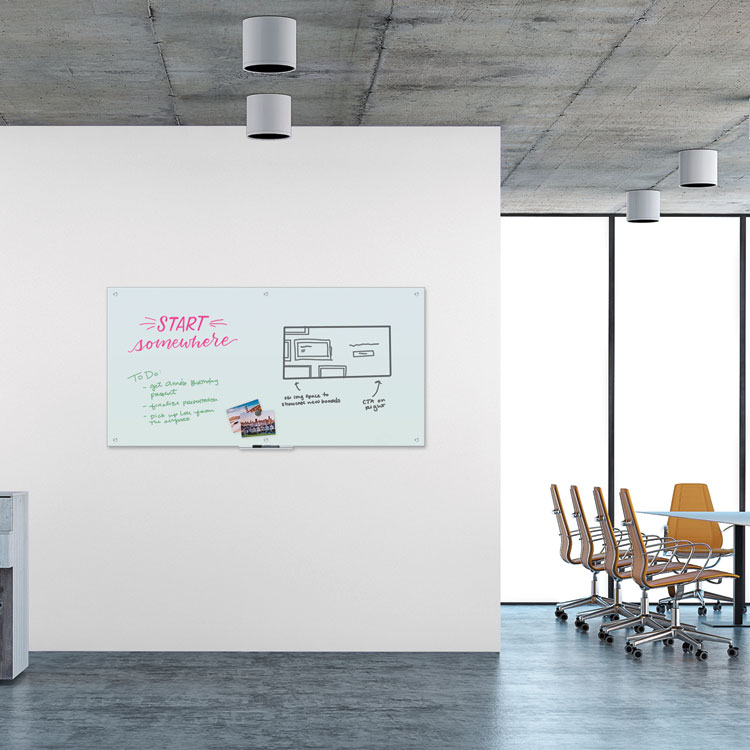 U Brands Magnetic Glass Dry Erase Board Value Pack, 70" x 35", Frosted White (UBR3973U0001)