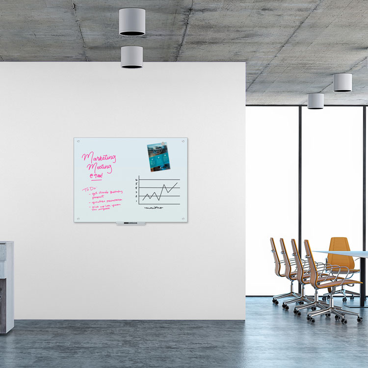 U Brands Magnetic Glass Dry Erase Board Value Pack, 47" x 35", Frosted White (UBR3972U0001)