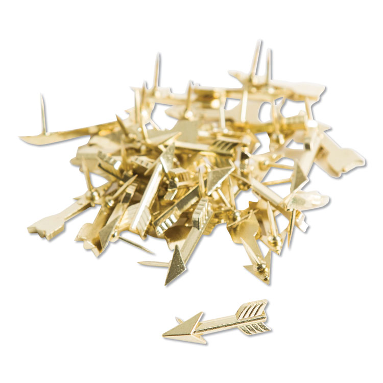 U Brands Fashion Push Pins, Steel, Gold, 0.38", 36/Pack (UBR3083U0624)