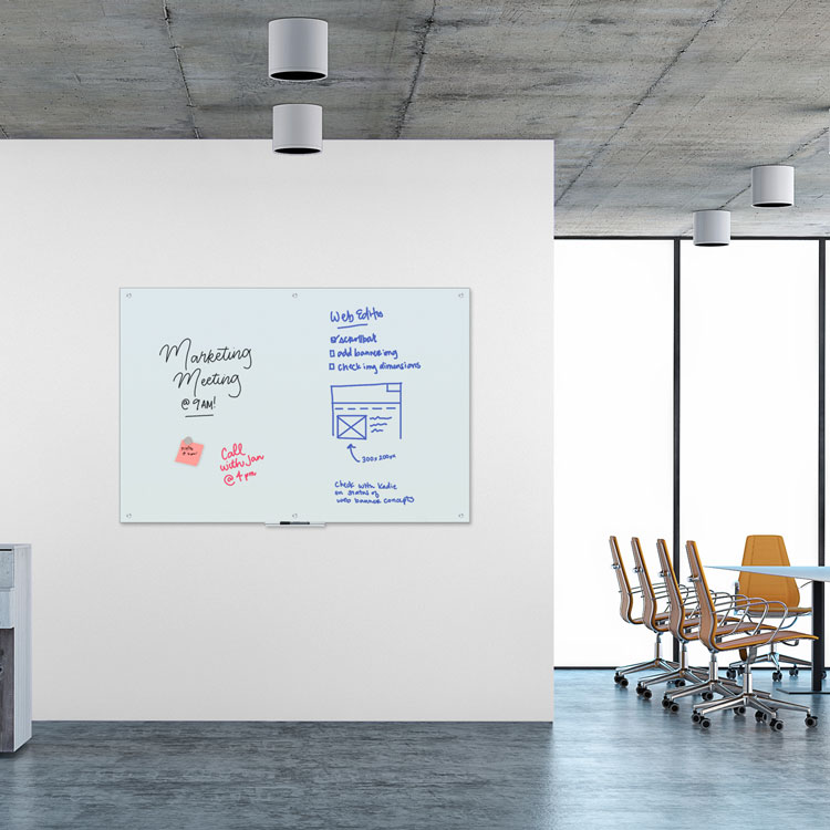 U Brands Magnetic Glass Dry Erase Board Value Pack, 70" x 47", Frosted White (UBR3974U0001)