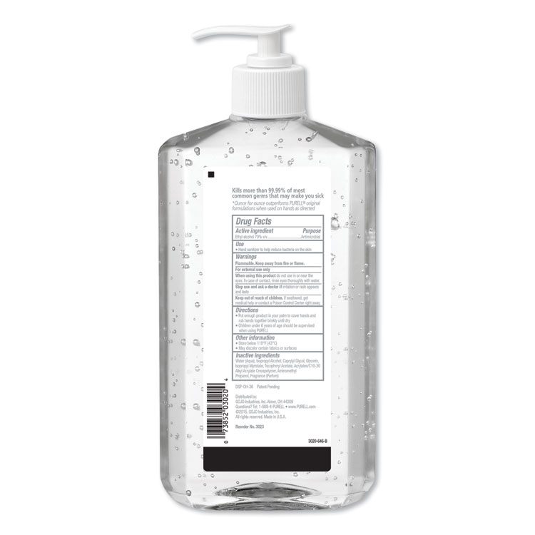 PURELL Advanced Hand Sanitizer Refreshing Gel, 20 oz Pump Bottle, Clean Scent, 12/Carton (GOJ302312)