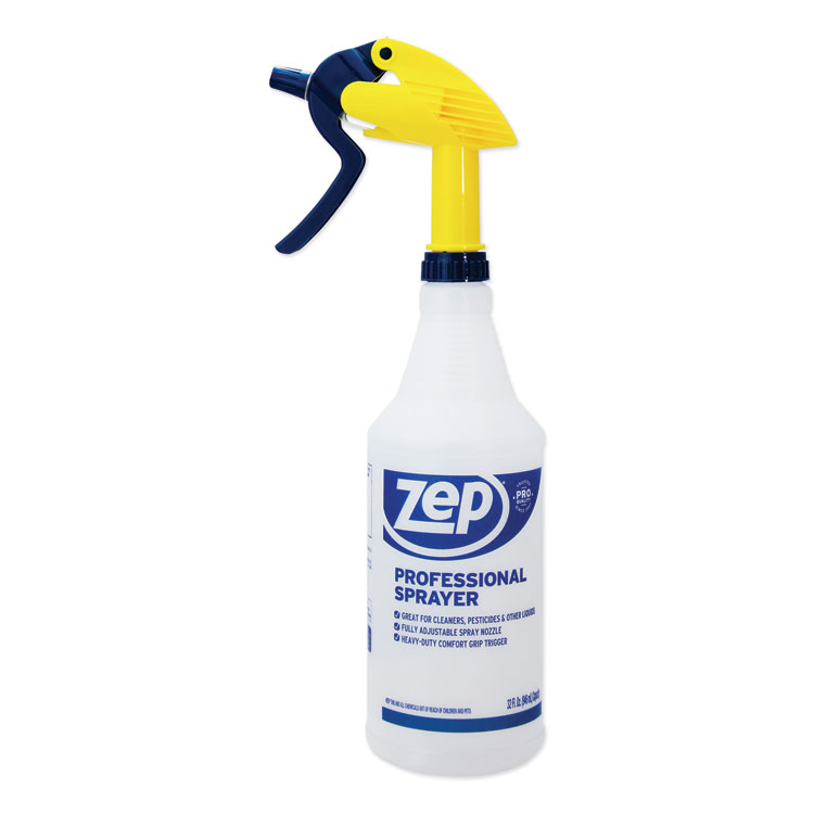 Zep Commercial Professional Spray Bottle, 32 oz, Blue/Gold/Clear, 36/Carton (ZPEHDPRO36CT)