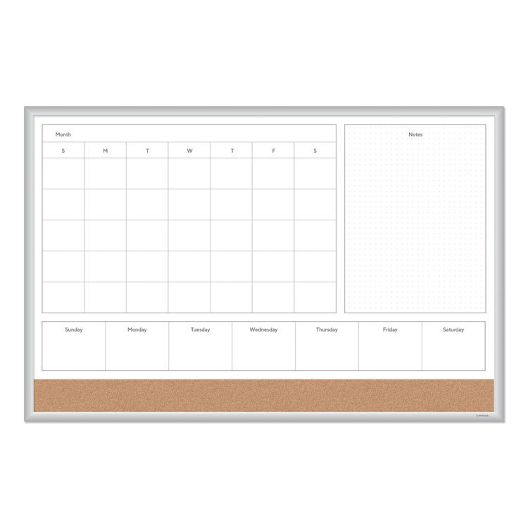 U Brands 4N1 Magnetic Dry Erase Combo Board, 35 x 23, Tan/White Surface, Silver Aluminum Frame (UBR3891U0001)