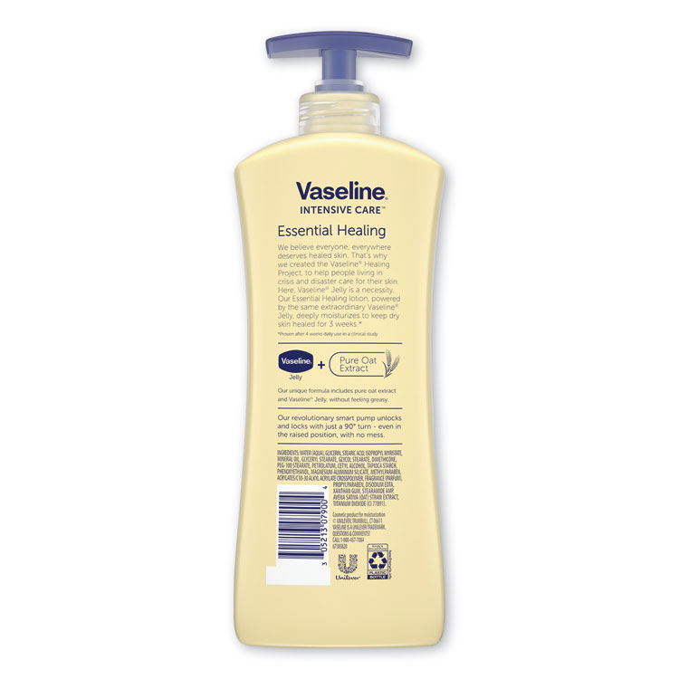 Vaseline Intensive Care Essential Healing Body Lotion, 20.3 oz, Pump Bottle, 4/Carton (UNI07900)