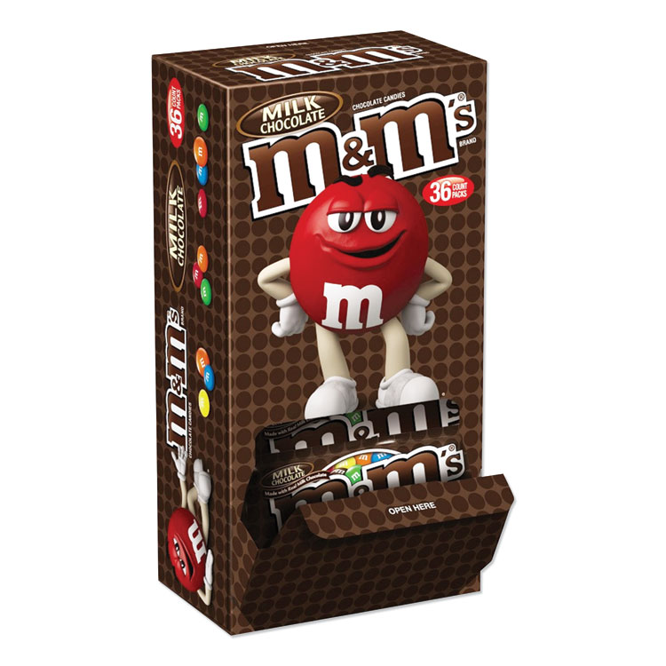M & M's Chocolate Candies, Milk Chocolate, Individually Wrapped, 1.69 oz, 36/Box (MNM49990)
