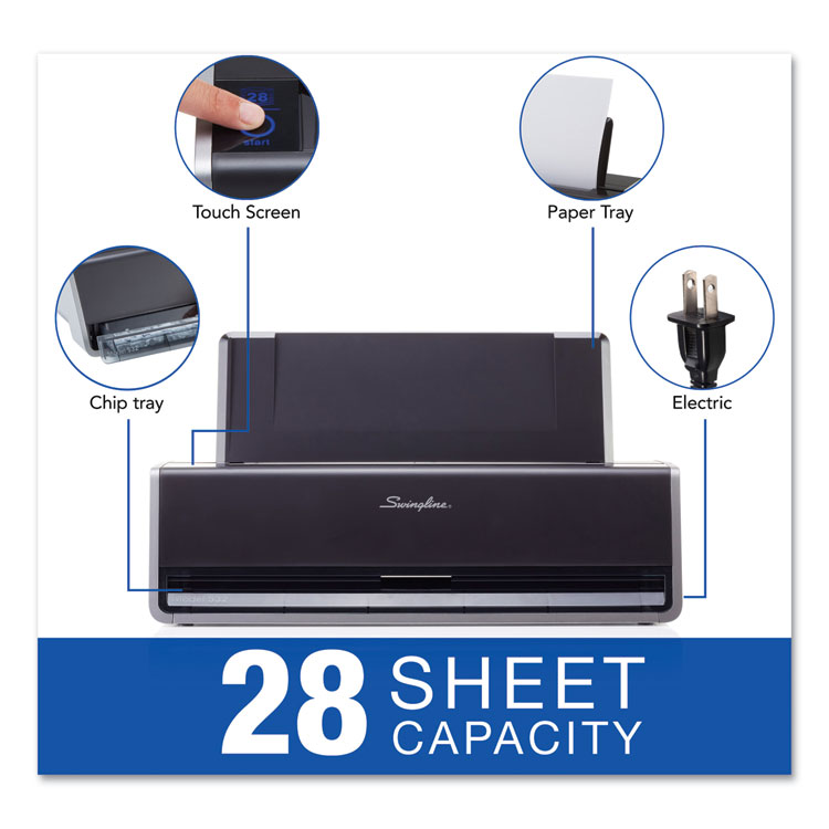 Swingline 28-Sheet Commercial Electric Three-Hole Punch, 9/32" Holes, Black/Silver (SWI74535)