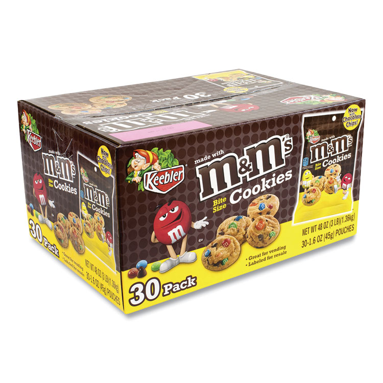 Keebler Mini Cookie Snack Packs, Chocolate Chip/MandMs, 1.6 oz Pouch, 30 Pouches/Carton (GRR20900466)