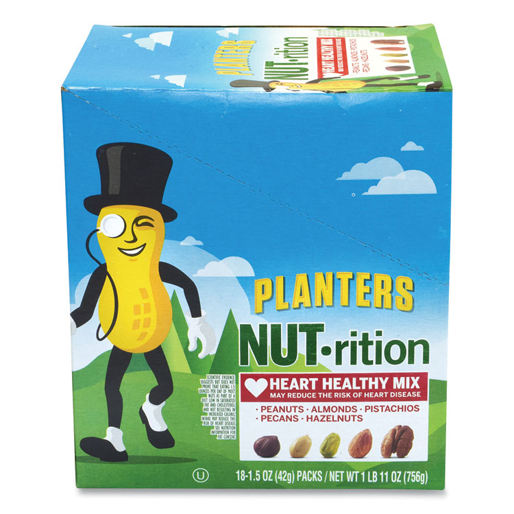 Planters NUT-rition Heart Healthy Mix, 1.5 oz Tube, 18 Tubes/Carton (GRR30700008)
