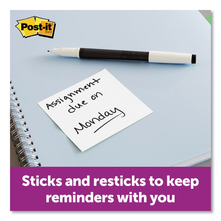 Post-it Notes Self-Stick Notes 3" x 3", White, 90 Sheets/Pad, 8 Pads/Pack (MMM6545SSW)