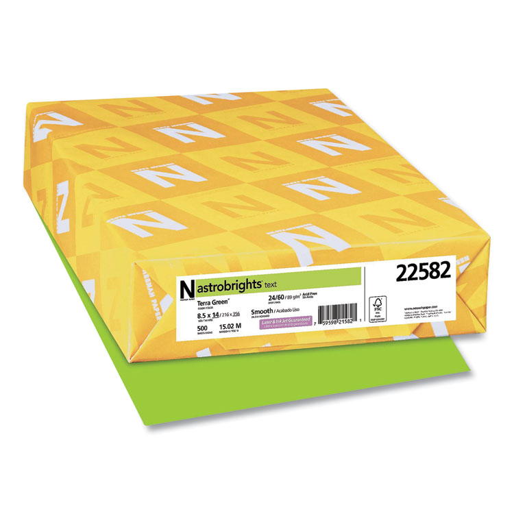 Astrobrights Color Paper, 24 lb Bond Weight, 8.5 x 14, Terra Green, 500/Ream (WAU22582)