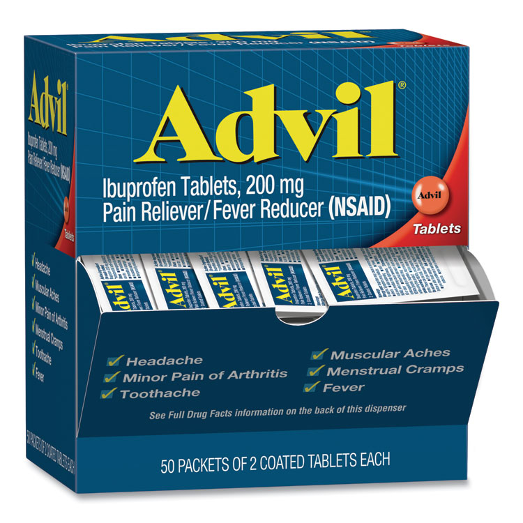 Advil Ibuprofen Tablets, Two-Pack, 50 Packs/Box (PFYBXAVL50BX)