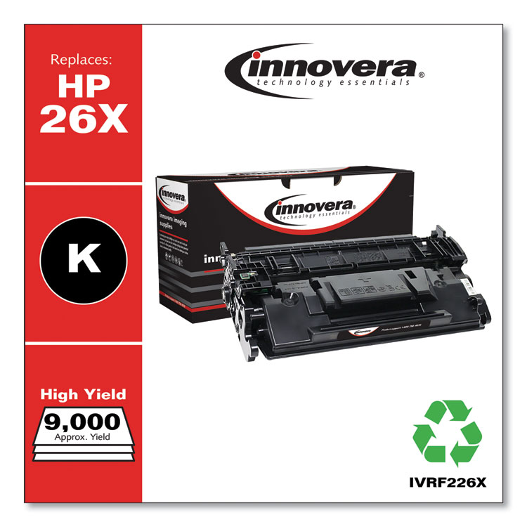 Innovera Remanufactured Black High-Yield Toner, Replacement for 26X (CF226X), 9,000 Page-Yield (IVRF226X)