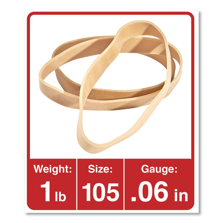 Universal Rubber Bands, Size 105, 0.06" Gauge, Beige, 1 lb Box, 55/Pack (UNV01105)