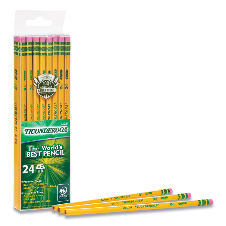 Ticonderoga Pencils, HB (#2), Black Lead, Yellow Barrel, 24/Pack (DIX13924)