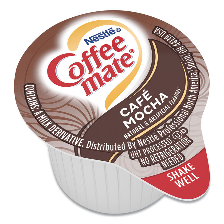 Coffee mate Liquid Coffee Creamer, Cafe Mocha, 0.38 oz Mini Cups, 50/Box (NES35115)