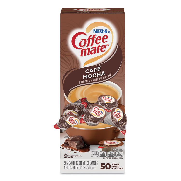 Coffee mate Liquid Coffee Creamer, Cafe Mocha, 0.38 oz Mini Cups, 50/Box, 4 Boxes/Carton, 200 Total/Carton (NES35115CT)