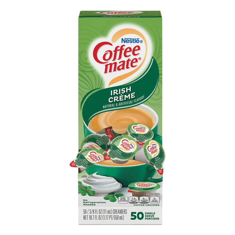 Coffee mate Liquid Coffee Creamer, Irish Creme, 0.38 oz Mini Cups, 50/Box, 4 Boxes/Carton, 200 Total/Carton (NES35112CT)