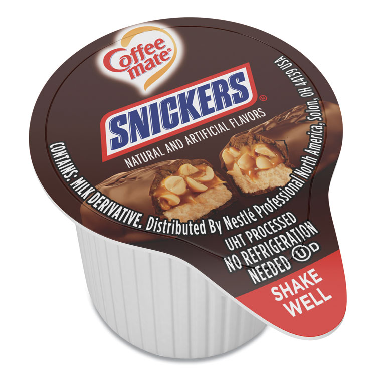 Coffee mate Liquid Coffee Creamer, Snickers, 0.38 oz Mini Cups, 50 Cups/Box (NES61425BX)