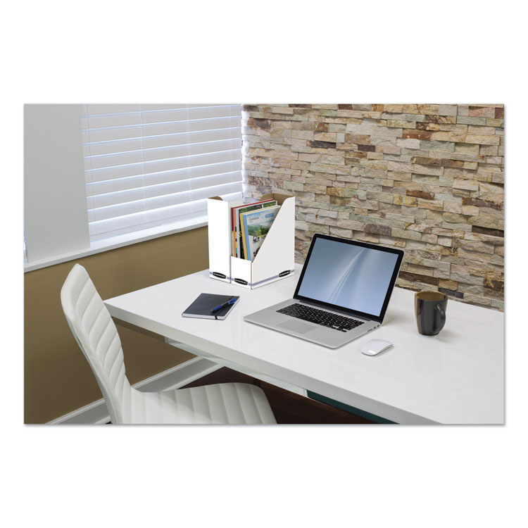 Bankers Box Stor/File Corrugated Magazine File, 4 x 9.25 x 11.75, White, 12/Carton (FEL10723)