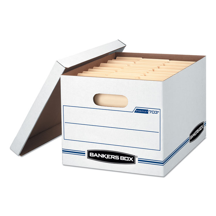 Bankers Box STOR/FILE Basic-Duty Storage Boxes, Letter/Legal Files, 12" x 16.25" x 10.5", White, 20/Carton (FEL0070333)