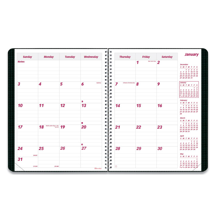 Brownline DuraFlex 14-Month Planner, 8.88 x 7.13, Black Cover, 14-Month: Dec 2024 to Jan 2026 (REDCB1200VBLK)