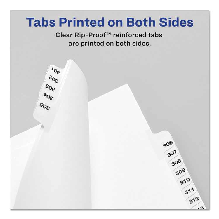 Avery Preprinted Legal Exhibit Side Tab Index Dividers, Avery Style, 26-Tab, 51 to 75, 11 x 8.5, White, 1 Set (AVE11396)