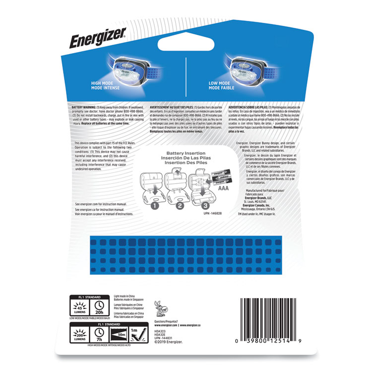 Energizer LED Headlight, 3 AAA Batteries (Included), Blue (EVEHDA32E)