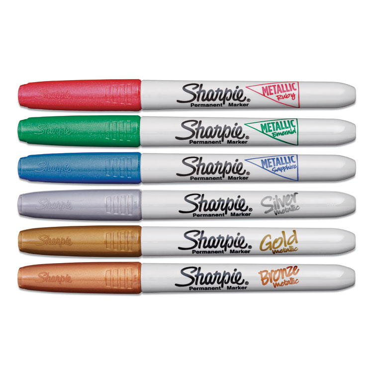 Sharpie Metallic Fine Point Permanent Markers, Fine Bullet Tip, Blue-Green-Red, 6/Pack (SAN2029678)