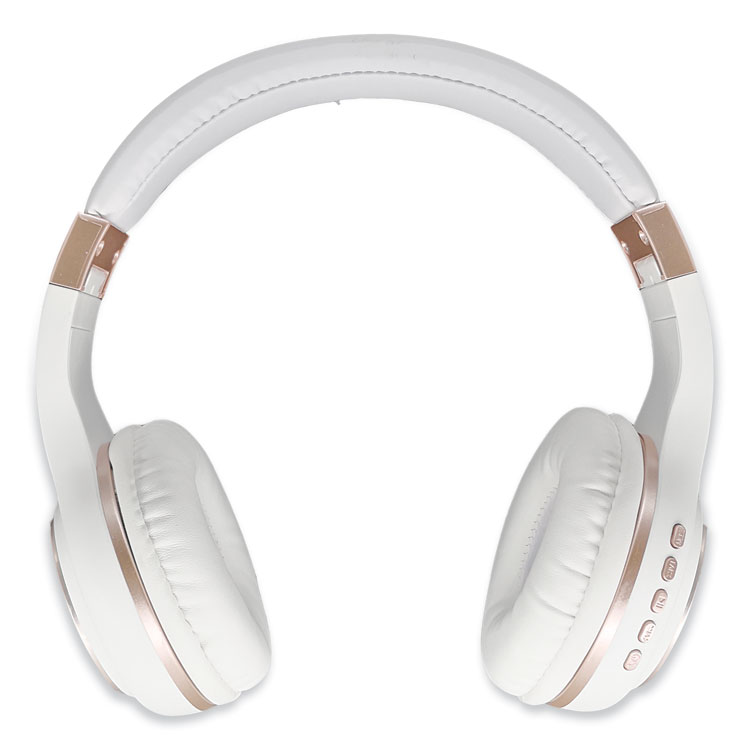 Morpheus 360 SERENITY Stereo Wireless Headphones with Microphone, 3 ft Cord, White/Rose Gold (MHSHP5500R)