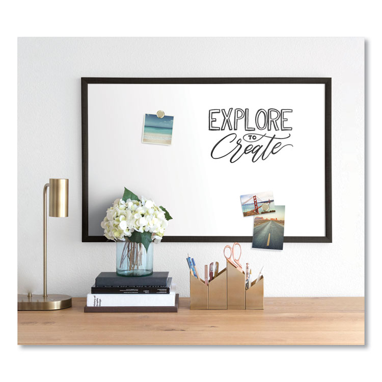 U Brands Magnetic Dry Erase Board with Wood Frame, 35 x 23, White Surface, Black Frame (UBR311U0001)