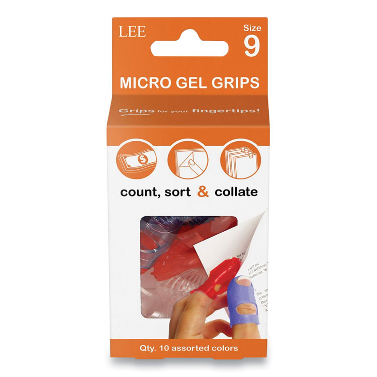 LEE Tippi Micro-Gel Fingertip Grips, Size 9, Large, Assorted, 10/Pack (LEE61090)