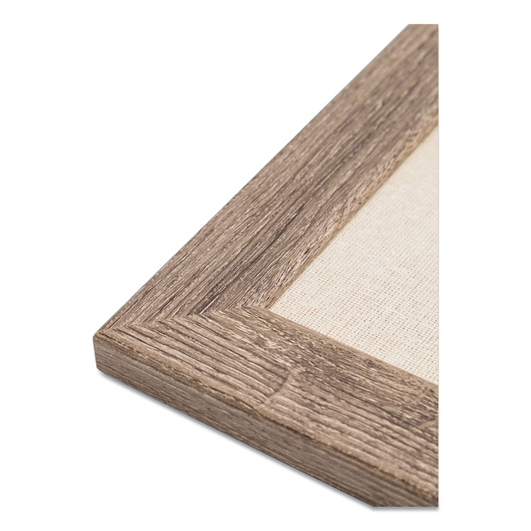 U Brands Linen Bulletin Board with Rustic Frame, 35 x 23, Beige Surface, Brown Frame (UBR4891U0001)