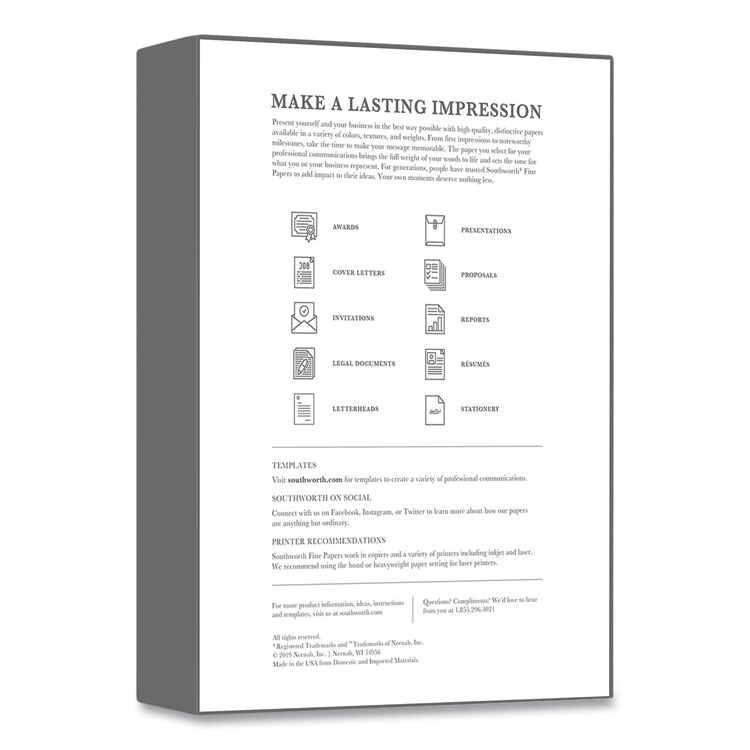 Southworth Parchment Specialty Paper, 24 lb Bond Weight, 8.5 x 11, Ivory, 500/Ream (SOU984C)