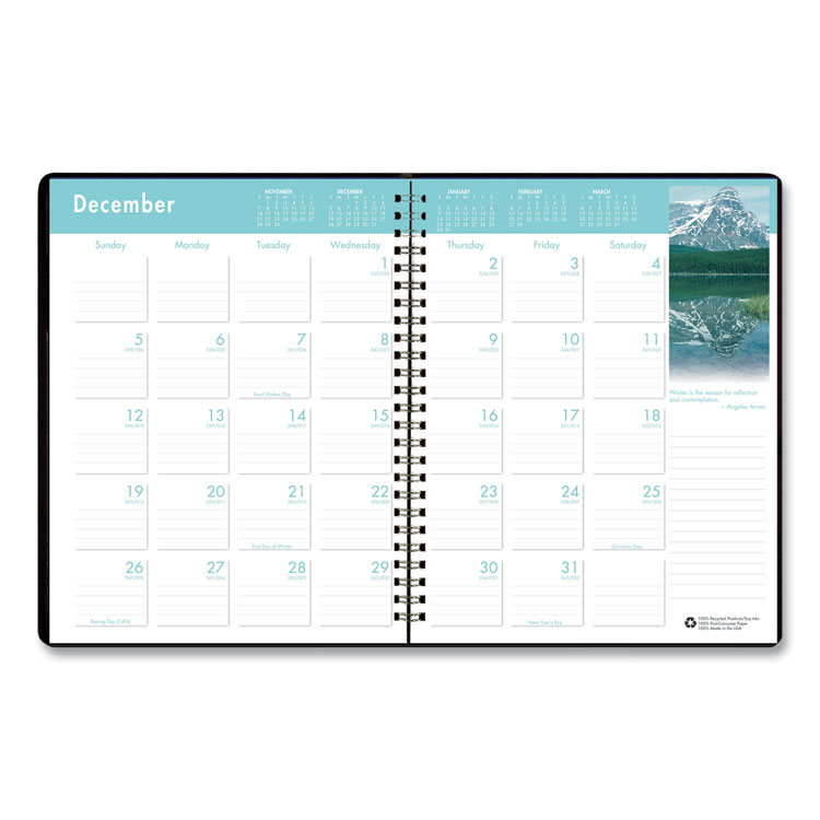House of Doolittle Earthscapes Recycled Ruled Monthly Planner, Landscapes Color Photos, 11 x 8.5, Black Cover, 14-Month: Dec 2024 to Jan 2026 (HOD26402)