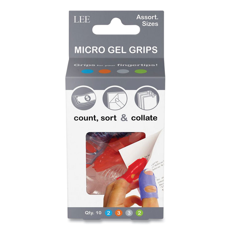 LEE Tippi Micro-Gel Fingertip Grips, Assorted Sizes, 10/Pack (LEE61410)