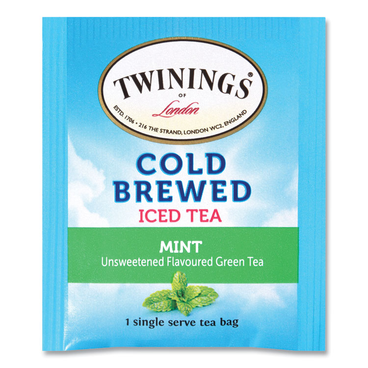 TWININGS Cold Brew Iced Tea Bags, Mint, 0.07 oz Tea Bag, 20/Box (TWG51335)