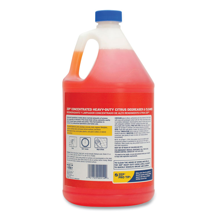 Zep Commercial Cleaner and Degreaser, Citrus Scent, 1 gal Bottle (ZPEZUCIT128)